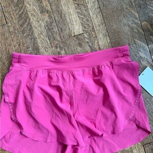 Pink Lululemon Fast and Free 3 inch running shorts